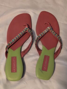 Liz Claiborne Pink and Lime Women's Sandals Size 9